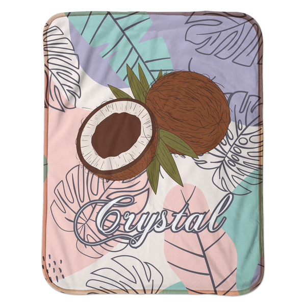 Coconut and Leaves Baby Sherpa Blanket - Flat