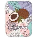 Coconut and Leaves Baby Swaddling Blanket w/ Name or Text