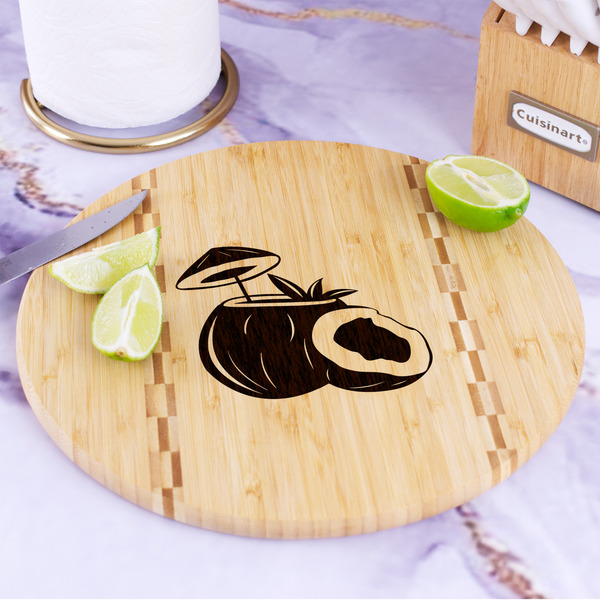 Coconut and Leaves Bamboo Cutting Board - In Context