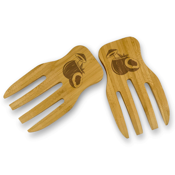 Custom Coconut and Leaves Bamboo Salad Mixing Hand