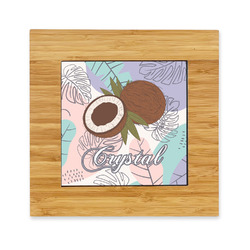 Coconut and Leaves Bamboo Trivet with Ceramic Tile Insert (Personalized)
