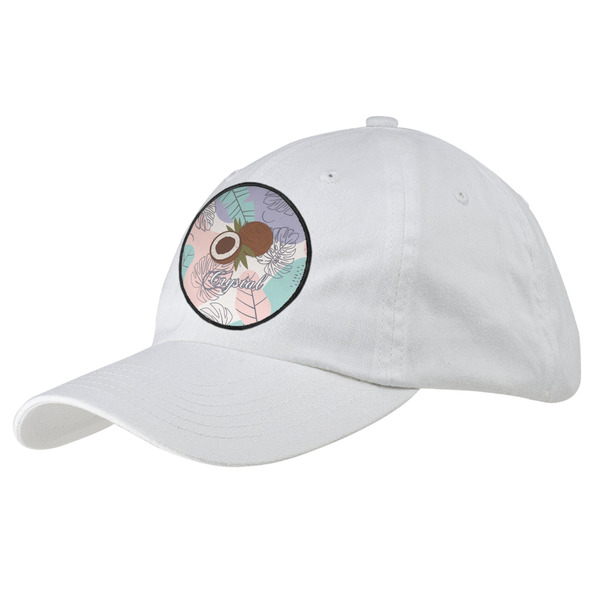 Custom Coconut and Leaves Baseball Cap - White (Personalized)