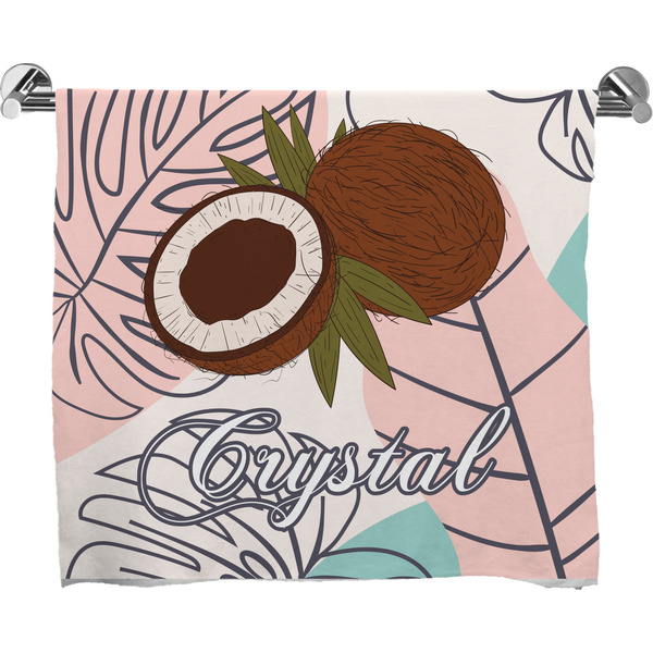 Custom Coconut and Leaves Bath Towel w/ Name or Text