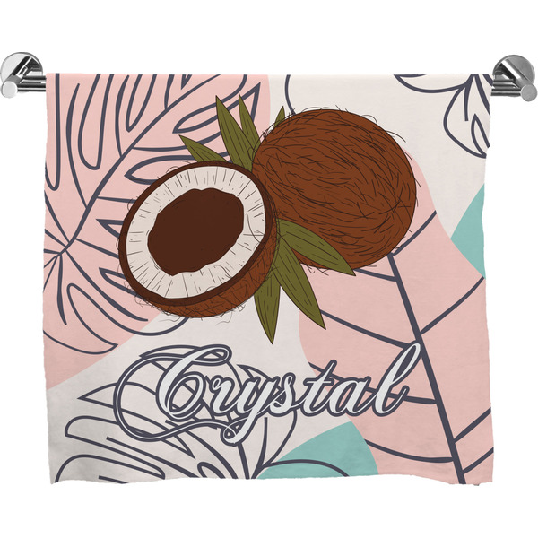 Custom Coconut and Leaves Bath Towel w/ Name or Text