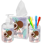 Coconut and Leaves Acrylic Bathroom Accessories Set w/ Name or Text
