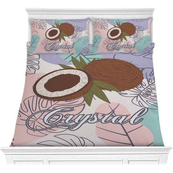 Custom Coconut and Leaves Comforter Set - Full / Queen w/ Name or Text