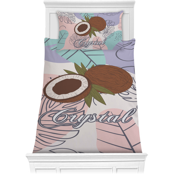 Custom Coconut and Leaves Comforter Set - Twin w/ Name or Text