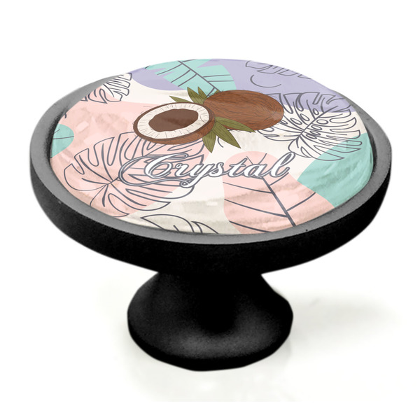Coconut and Leaves Black Custom Cabinet Knob (Side)