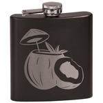 Coconut and Leaves Black Flask Set (Personalized)