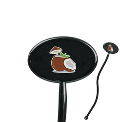 Coconut and Leaves 7" Oval Plastic Stir Sticks - Black - Double Sided