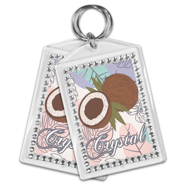 Coconut and Leaves Bling Keychain - MAIN