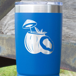 Coconut and Leaves 20 oz Stainless Steel Tumbler - Royal Blue - Single Sided