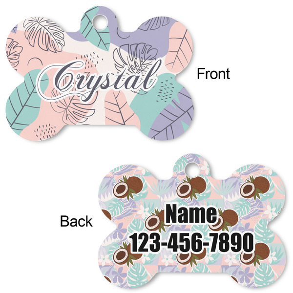 Coconut and Leaves Bone Shaped Dog ID Tag - Large - Approval