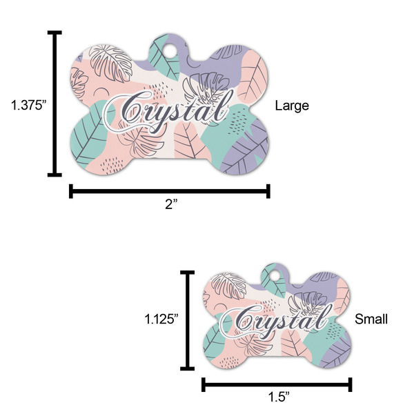 Coconut and Leaves Bone Shaped Dog ID Tag - Large - Scale