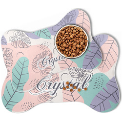 Coconut and Leaves Bone Shaped Dog Food Mat (Personalized)