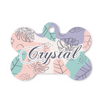 Coconut and Leaves Bone Shaped Dog ID Tag - Small (Personalized)