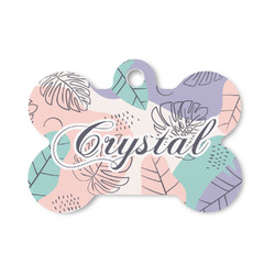 Coconut and Leaves Bone Shaped Dog ID Tag - Small (Personalized)