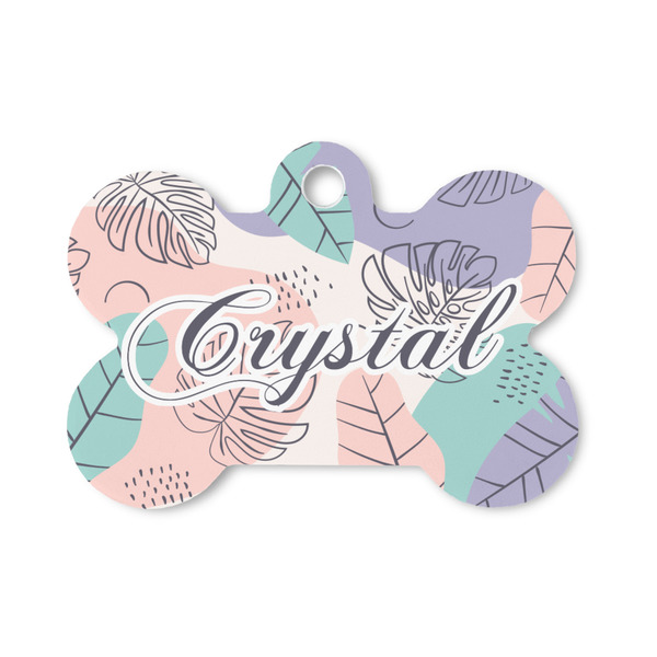 Custom Coconut and Leaves Bone Shaped Dog ID Tag - Small (Personalized)