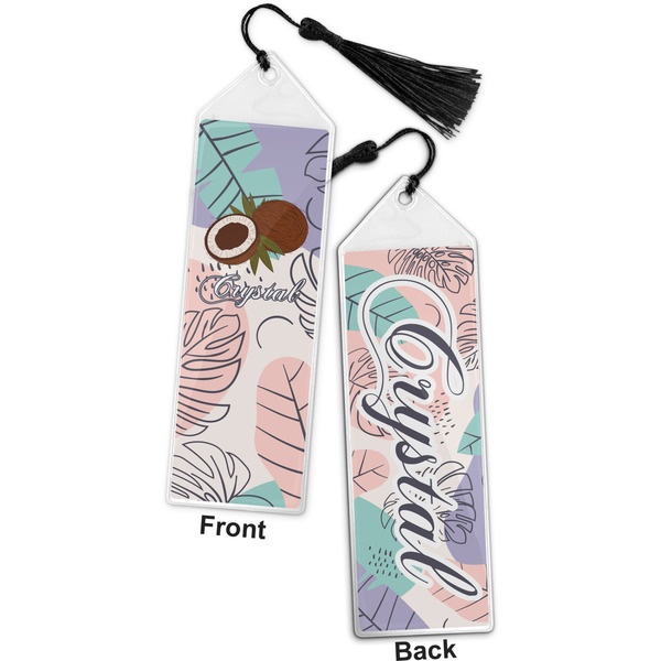 Coconut and Leaves Bookmark with tassel - Front and Back