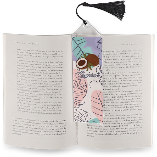Coconut and Leaves Bookmark with tassel - In book