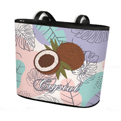 Coconut and Leaves Bucket Tote w/ Genuine Leather Trim (Personalized)
