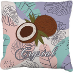 Coconut and Leaves Faux-Linen Throw Pillow 20" w/ Name or Text