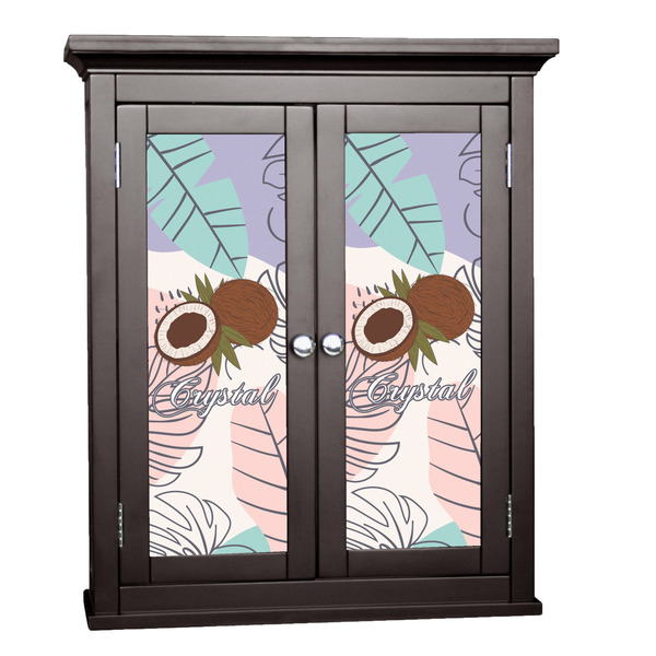 Custom Coconut and Leaves Cabinet Decal - Small w/ Name or Text