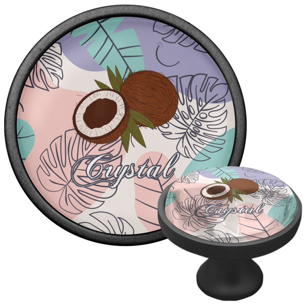 Coconut and Leaves Cabinet Knob - Black - Multi Angle