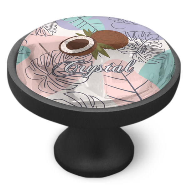 Coconut and Leaves Cabinet Knob - Black - Side