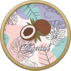 Coconut and Leaves Cabinet Knob - Gold (Personalized)