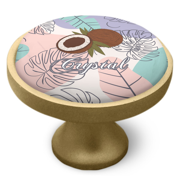 Coconut and Leaves Cabinet Knob - Gold - Side