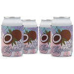 Coconut and Leaves Can Cooler (12 oz) - Set of 4 w/ Name or Text