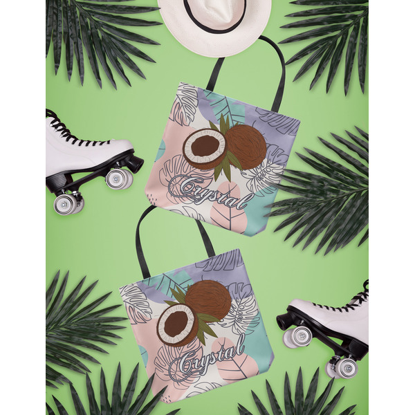 Coconut and Leaves Canvas Tote Lifestyle Front and Back