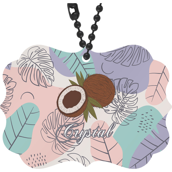 Custom Coconut and Leaves Rear View Mirror Charm w/ Name or Text