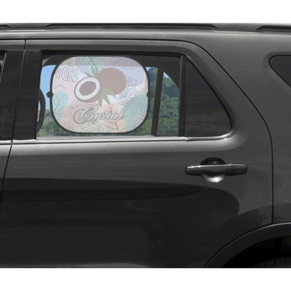 Coconut and Leaves Car Sun Shade Black - In Car Window