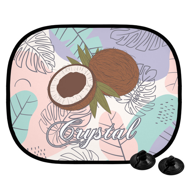Custom Coconut and Leaves Car Side Window Sun Shade w/ Name or Text
