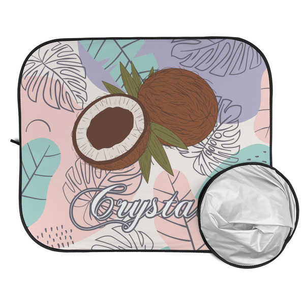 Coconut and Leaves Car Sun Shades - FOLDED & UNFOLDED