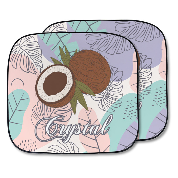 Custom Coconut and Leaves Car Sun Shade - Two Piece (Personalized)