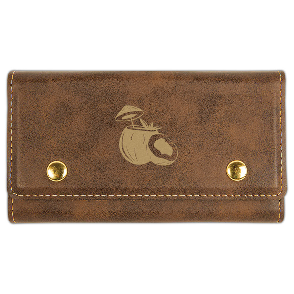 Custom Coconut and Leaves Cards & Dice Set - Rustic Brown