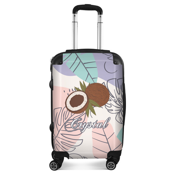 Custom Coconut and Leaves Suitcase - 20" Carry On w/ Name or Text
