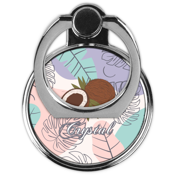 Coconut and Leaves Cell Phone Ring Stand & Holder - Front (Collapsed)