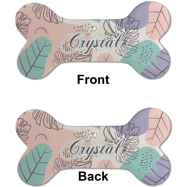 Coconut and Leaves Ceramic Flat Ornament - Bone Front & Back (APPROVAL)