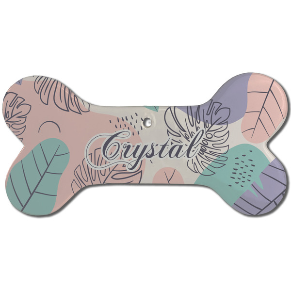 Coconut and Leaves Ceramic Flat Ornament - Bone Front