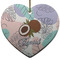Coconut and Leaves Ceramic Flat Ornament - Heart (Front)