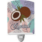 Coconut and Leaves Ceramic Night Light w/ Name or Text