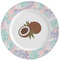 Coconut and Leaves Ceramic Plate w/Rim