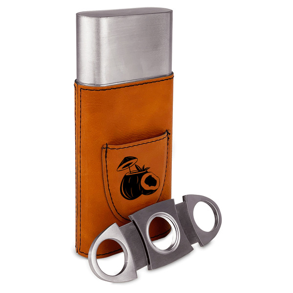 Coconut and Leaves Cigar Case with Cutter - ALT VIEW