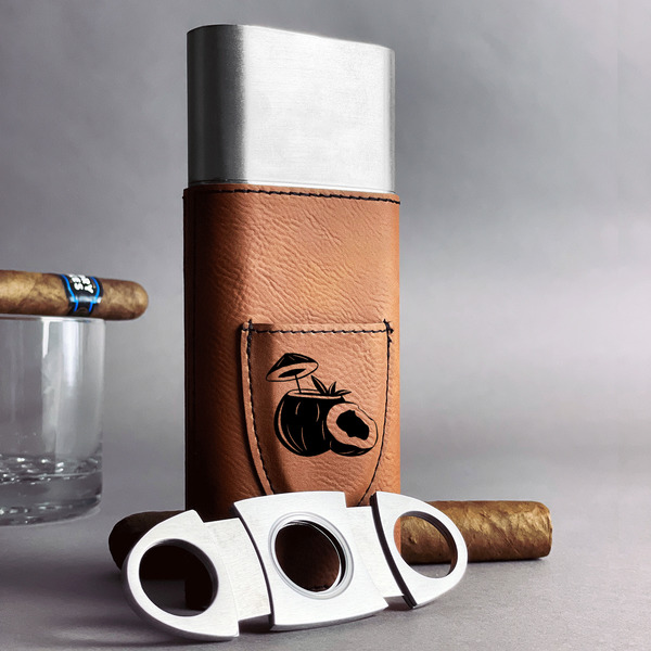 Coconut and Leaves Cigar Case with Cutter - IN CONTEXT