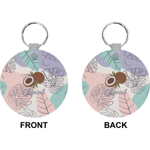 Coconut and Leaves Circle Keychain (Front + Back)