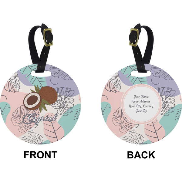 Coconut and Leaves Circle Luggage Tag (Front + Back)